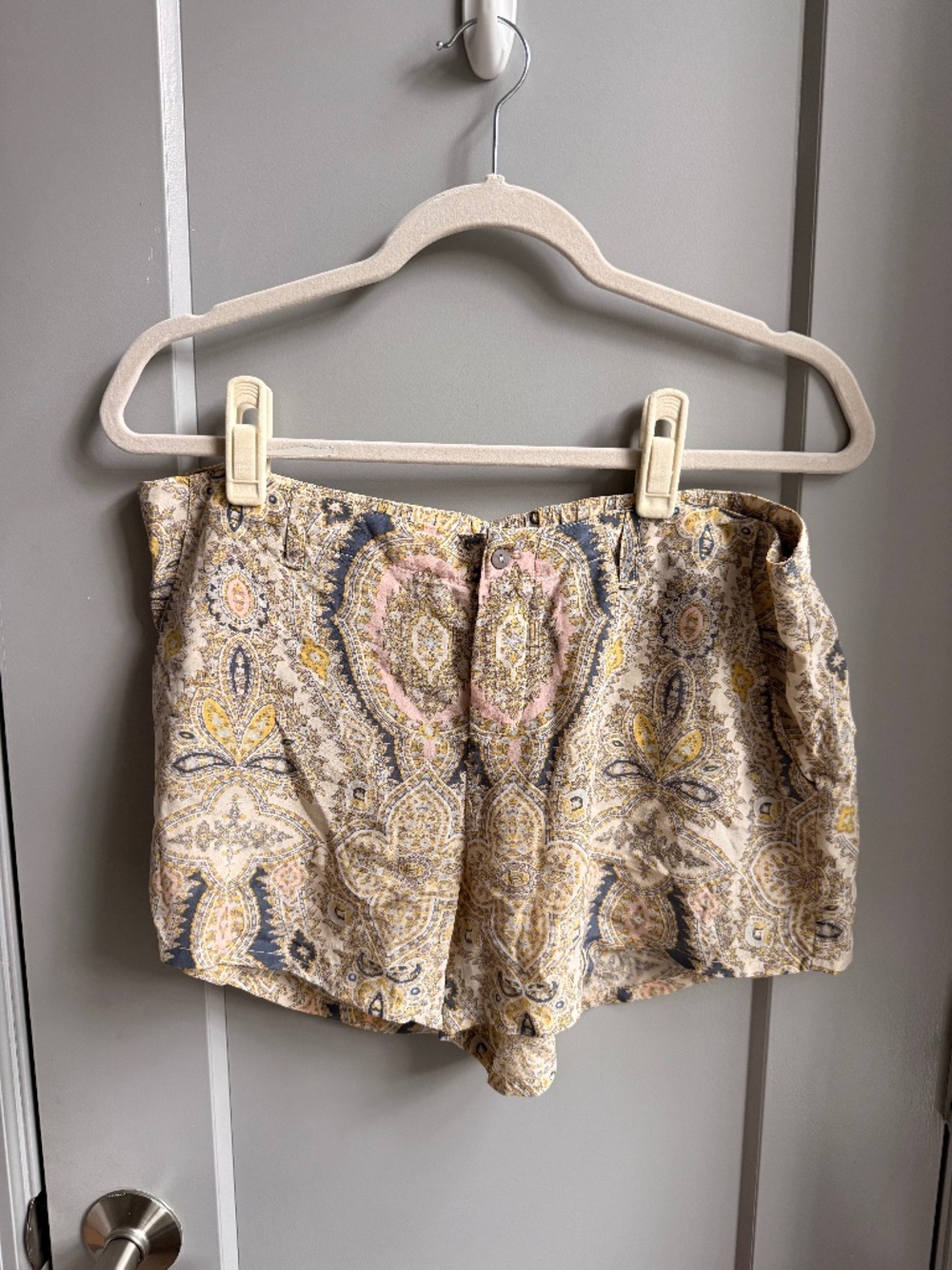Paisley Print Flowy Silk Shorts